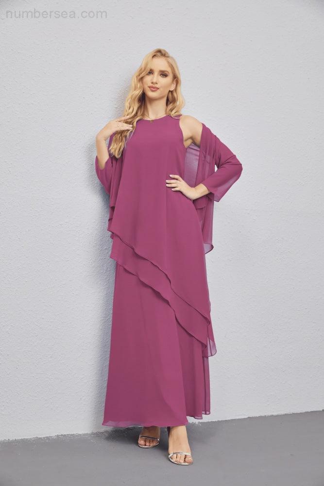 Mother of Bride Dresses with Open Front Lightweight Cardigan Formal Prom Gown 28081-numbersea