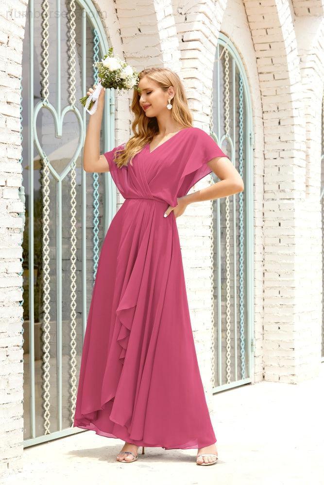 Numbersea Mother Of The Bride Dresses Plus Size V-Neck Floor Length Formal Prom Dress For Wedding