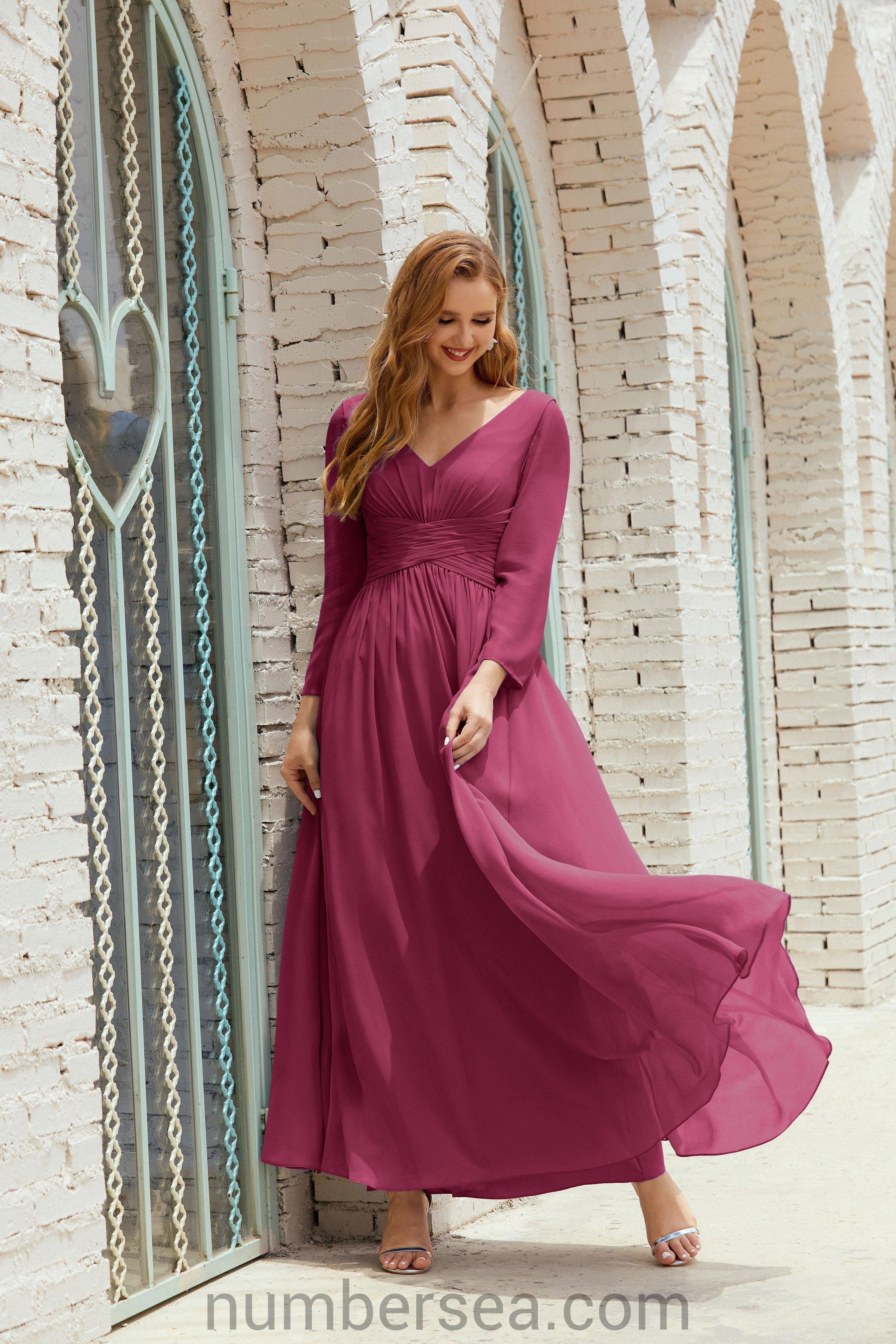 Numbersea Bridesmaid Dress Chiffon Formal Party Dress Evening Dress 28016-numbersea