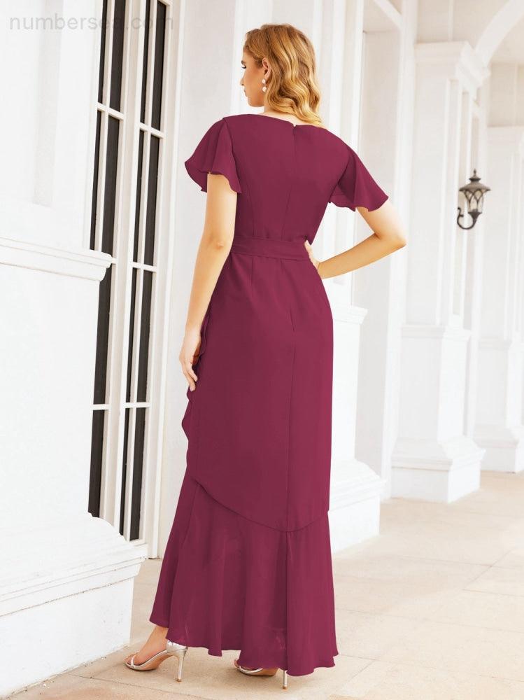 Numbersea Ruffled Bridesmaid Dresses Mermaid Formal Violin Evening Party Prom Gowns 28042-numbersea