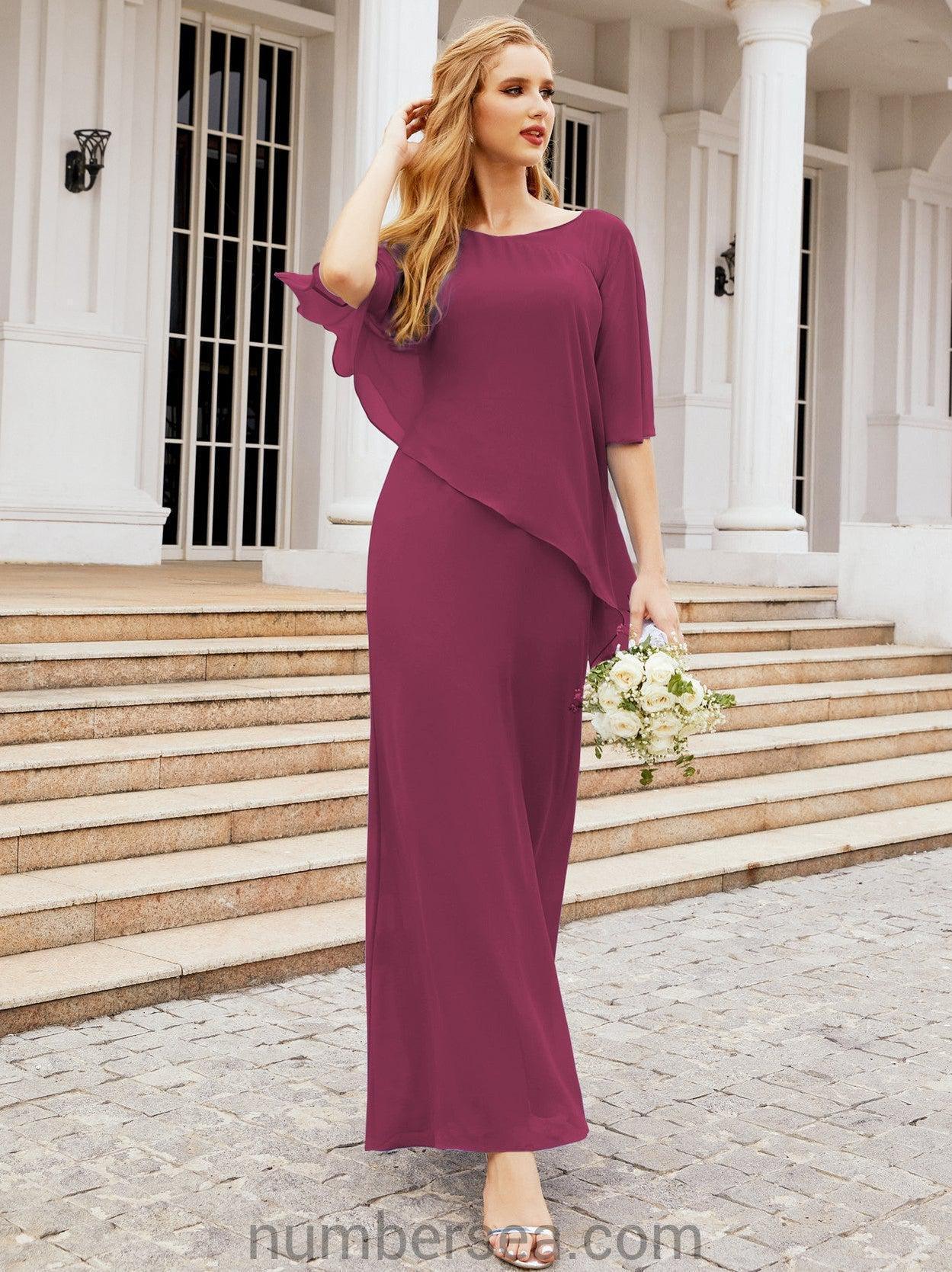 Numbersea Formal Party Gown Dress Long Chiffon Mother Of The Bride Dresses With Ruffle Cape 28026