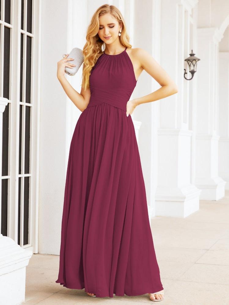 Numbersea Sleeveless Bridesmaid Dresses Long Prom Gown Zipper with Keyhole Back 28056-numbersea