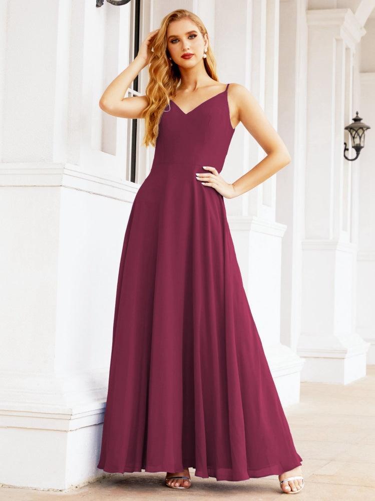 Numbersea Spaghetti Strap Bridesmaid Dresses V Neck Butterfly Back Fromal Evening Party Prom Gown 28036-numbersea