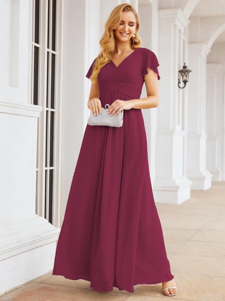 Numbersea Formal Prom Gowns for Mother of The Bride Cap Sleeves Bridesmaid Dress 28047-numbersea