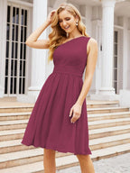 Numbersea Homecoming Dress One Shoulder Pleated Short Formal Prom Gowns 28046 Jester Red
