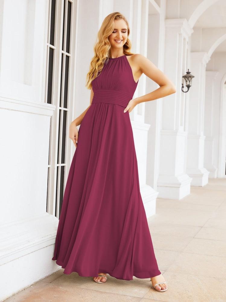 Keyhole Bridesmaid Dresses Sleeveless Formal Evening Party Prom Gowns 28043-numbersea