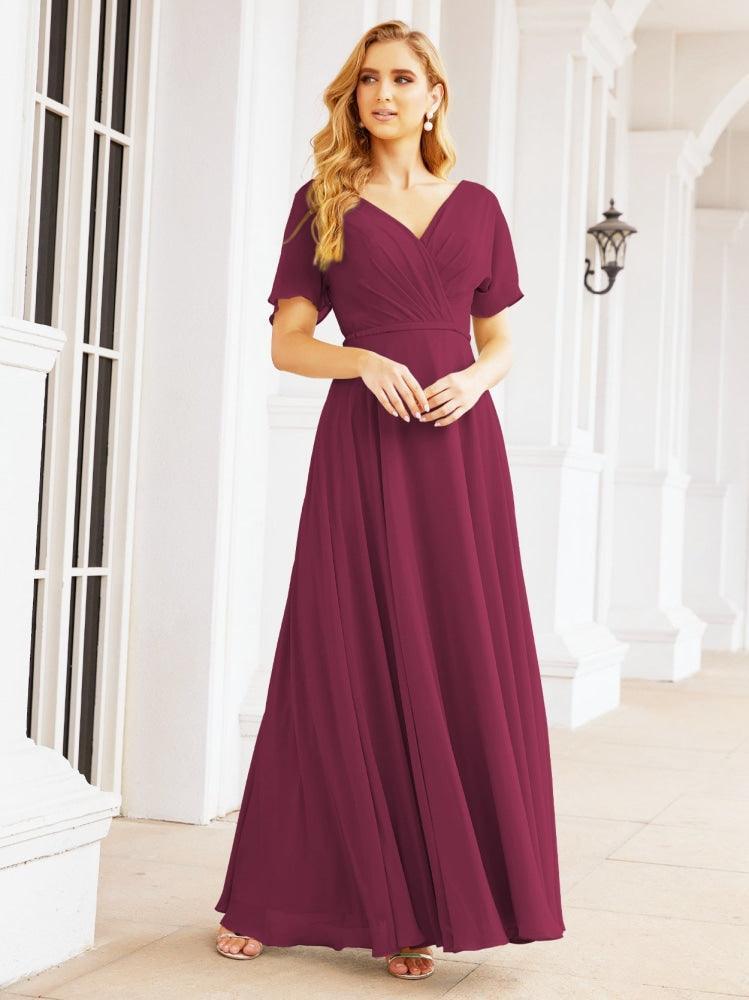 Numbersea Formal Prom Gowns for Mother of The Bride Short Sleeves Bridesmaid Dress 28049-numbersea