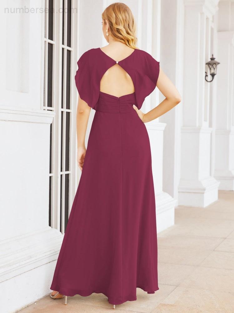 Numbersea Bridesmaid Dresses Cape Formal Prom Dress Open Back Gowns for Mother of The Bride 28058-numbersea