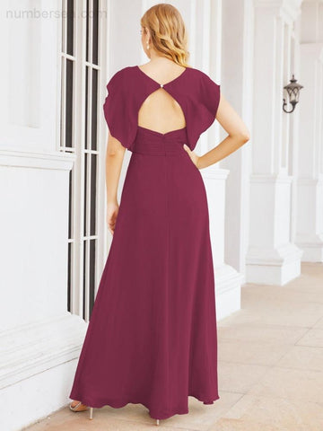 Numbersea Bridesmaid Dresses Cape Formal Prom Dress Open Back Gowns for Mother of The Bride 28058-numbersea