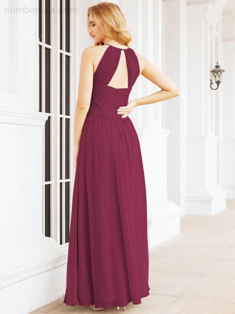 Numbersea Sleeveless Bridesmaid Dresses Long Prom Gown Zipper with Keyhole Back 28056-numbersea