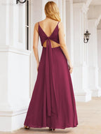Numbersea Spaghetti Strap Bridesmaid Dresses V Neck Butterfly Back Fromal Evening Party Prom Gown 28036-numbersea