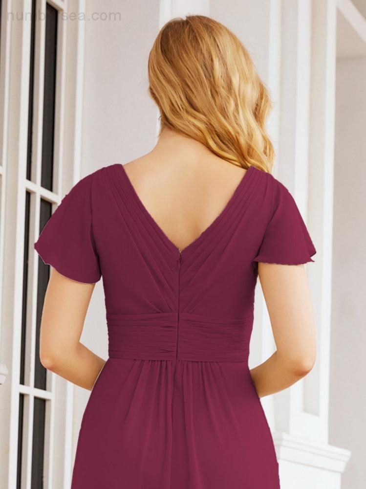 Numbersea Formal Prom Gowns for Mother of The Bride Cap Sleeves Bridesmaid Dress 28047-numbersea