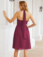 Numbersea Neckholder-Brautjungfernkleid aus Chiffon, kurz, ärmellos, formelles Partykleid, offener Rücken, 28023