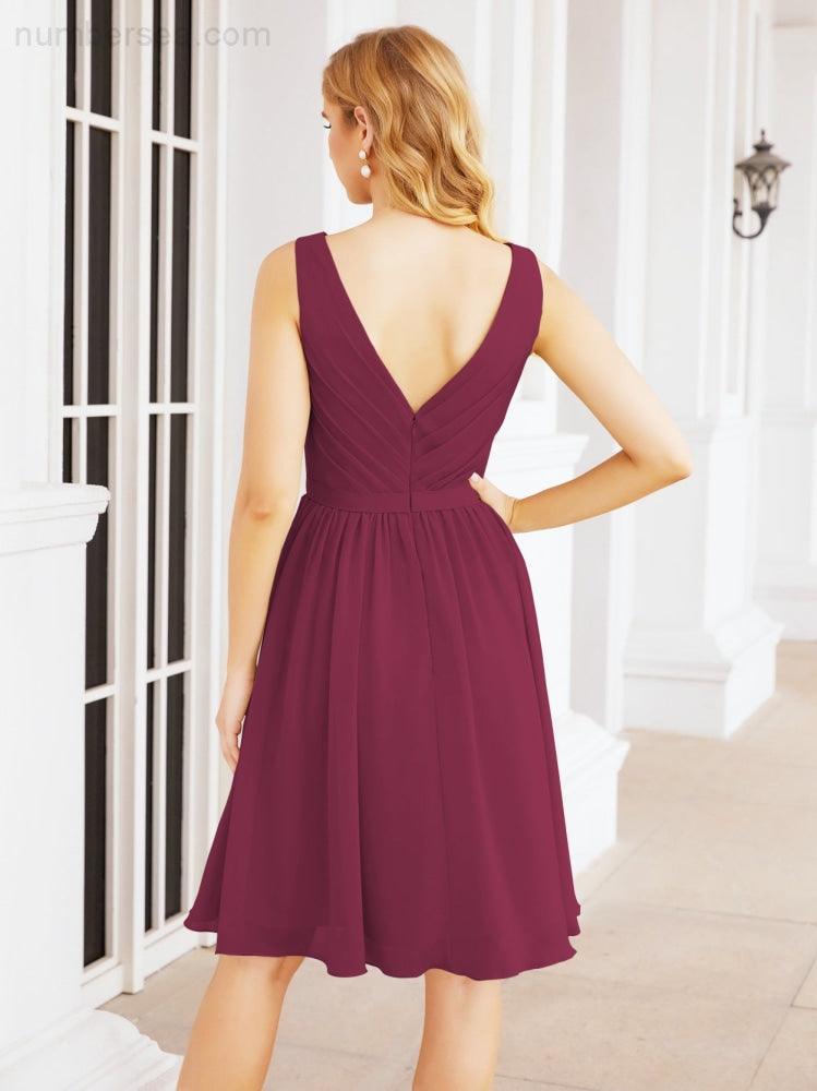 Numbersea Homecoming Dresses Knee Length Skirt V Back 28062