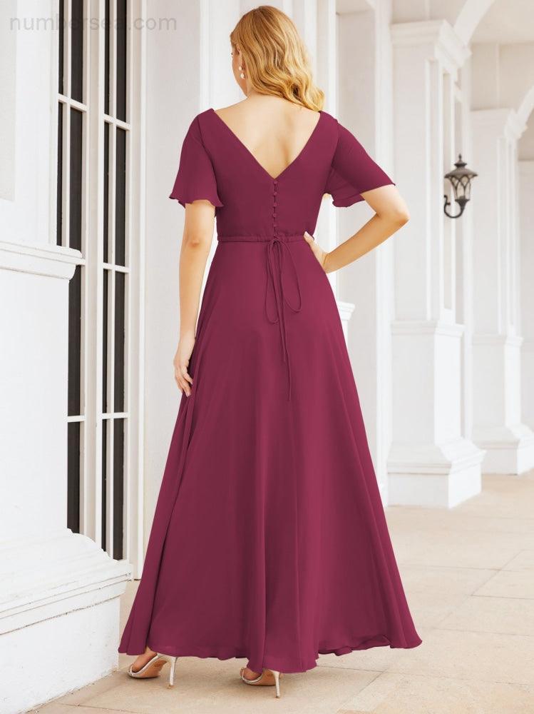 Numbersea Formal Prom Gowns for Mother of The Bride Short Sleeves Bridesmaid Dress 28049-numbersea