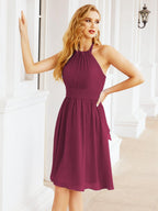 Numbersea Neckholder-Brautjungfernkleid aus Chiffon, kurz, ärmellos, formelles Partykleid, offener Rücken, 28023