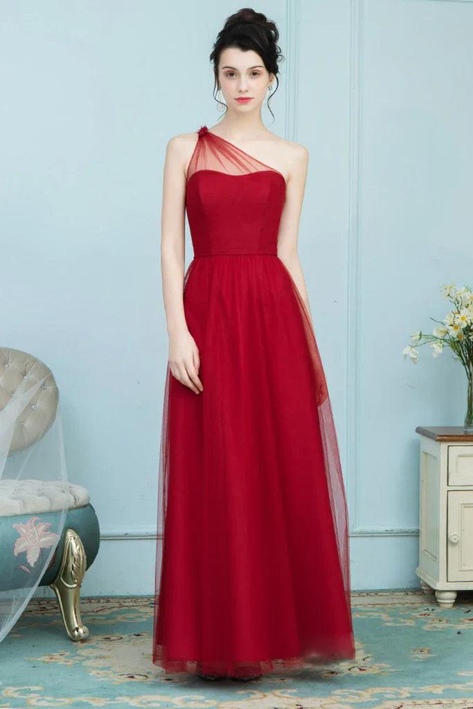Martha A-Linie/Princess-Linie Chiffon Natürliche Taille Ärmellos Bodenlang Ein-Schulter Brautjungfernkleider