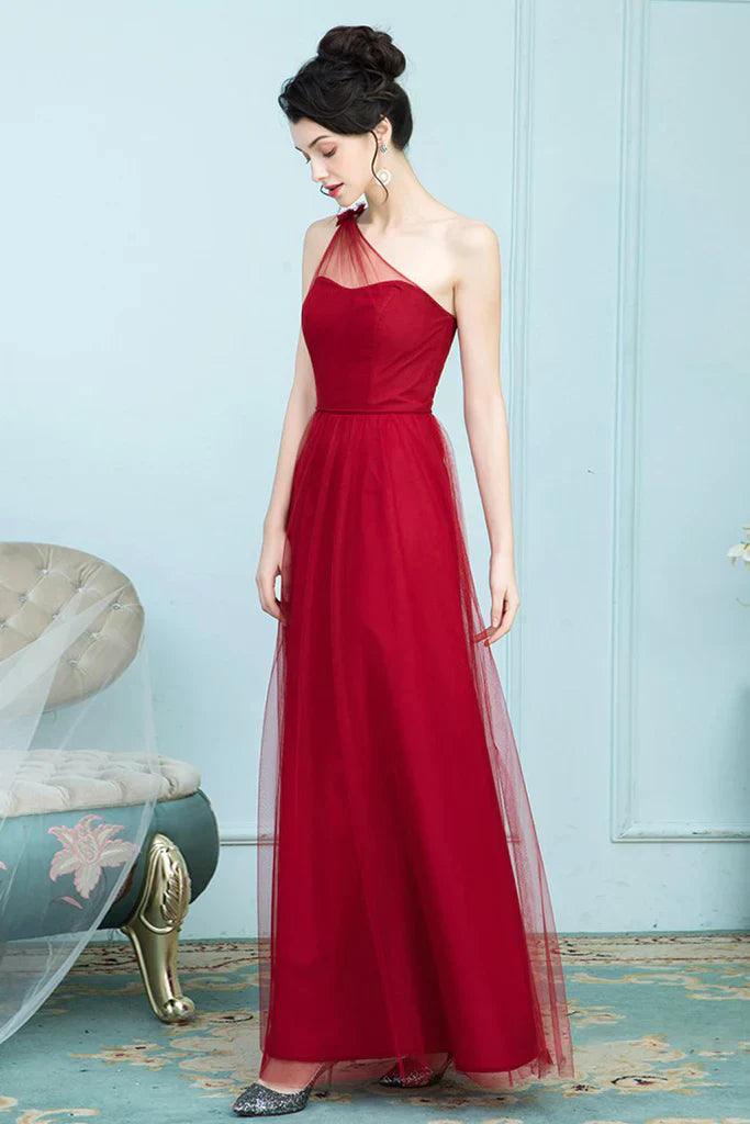 Martha A-Linie/Princess-Linie Chiffon Natürliche Taille Ärmellos Bodenlang Ein-Schulter Brautjungfernkleider