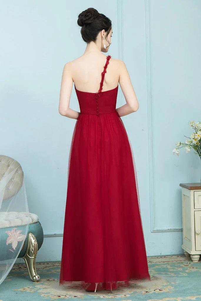 Martha A-Linie/Princess-Linie Chiffon Natürliche Taille Ärmellos Bodenlang Ein-Schulter Brautjungfernkleider