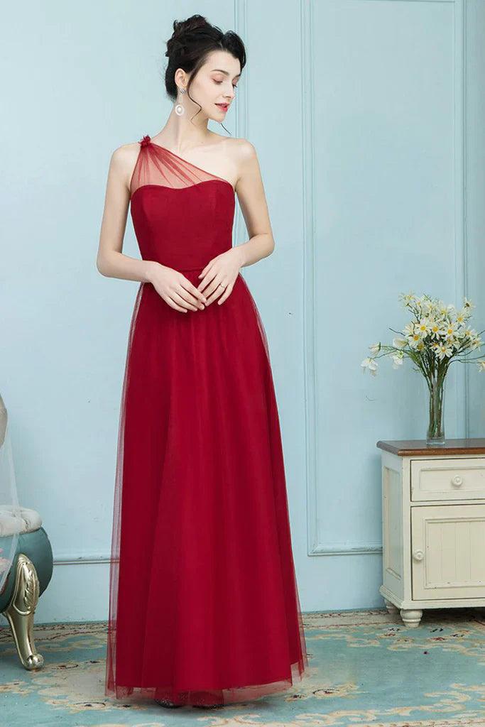 Martha A-Linie/Princess-Linie Chiffon Natürliche Taille Ärmellos Bodenlang Ein-Schulter Brautjungfernkleider