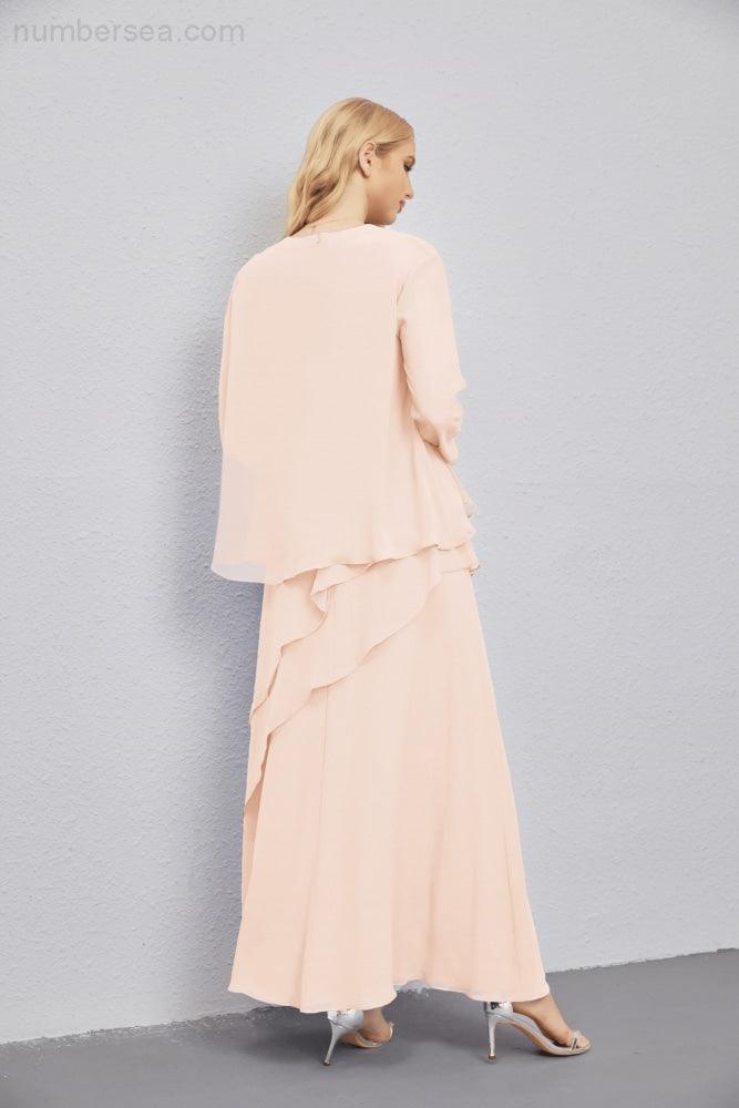 Mother of Bride Dresses with Open Front Lightweight Cardigan Formal Prom Gown 28081-numbersea