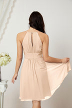 Halter Bridesmaid Dresses Knee Length A Line Formal Evening Party Cocktail Dress 28011