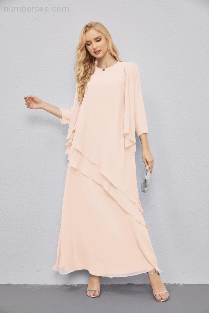 Mother of Bride Dresses with Open Front Lightweight Cardigan Formal Prom Gown 28081-numbersea