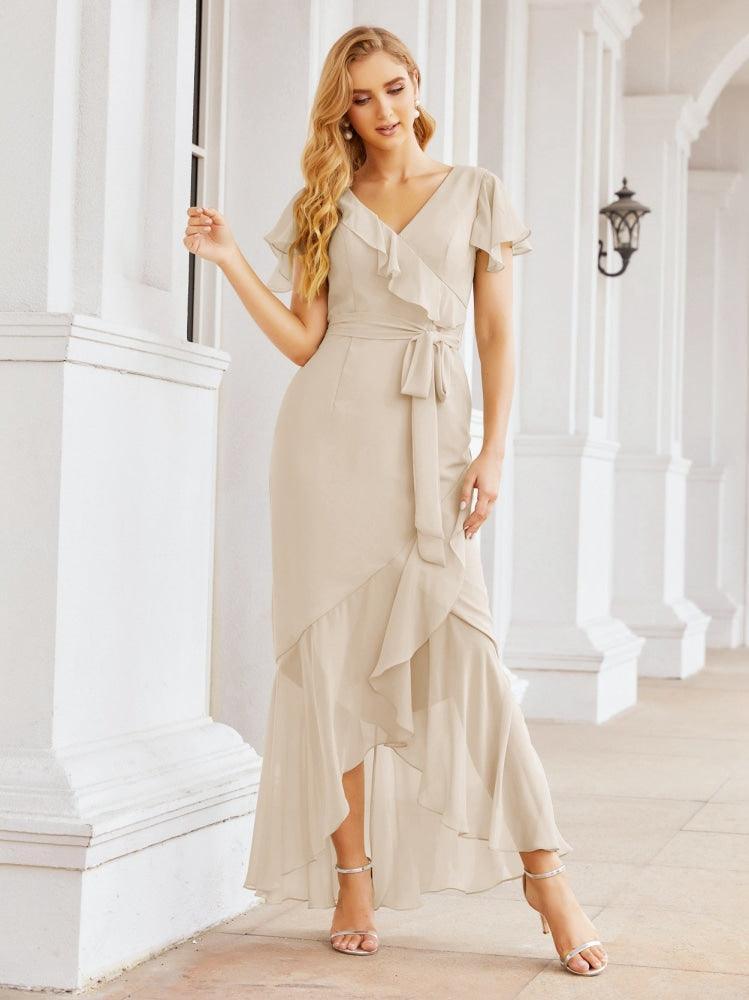 Numbersea Ruffled Bridesmaid Dresses Mermaid Formal Violin Evening Party Prom Gowns 28042-numbersea