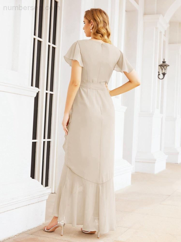 Numbersea Ruffled Bridesmaid Dresses Mermaid Formal Violin Evening Party Prom Gowns 28042-numbersea