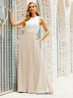 Lace Bridesmaid Dress Floor Length Evening Gowns with Pockets 28017-numbersea