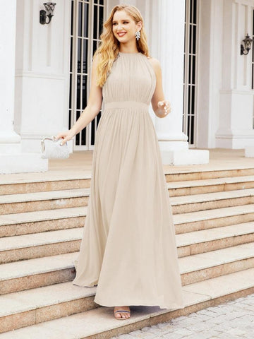 Numbersea Halter Bridesmaid Dress Empire Waist Formal Evening Prom Gown for Mother of The Bride 28030-numbersea