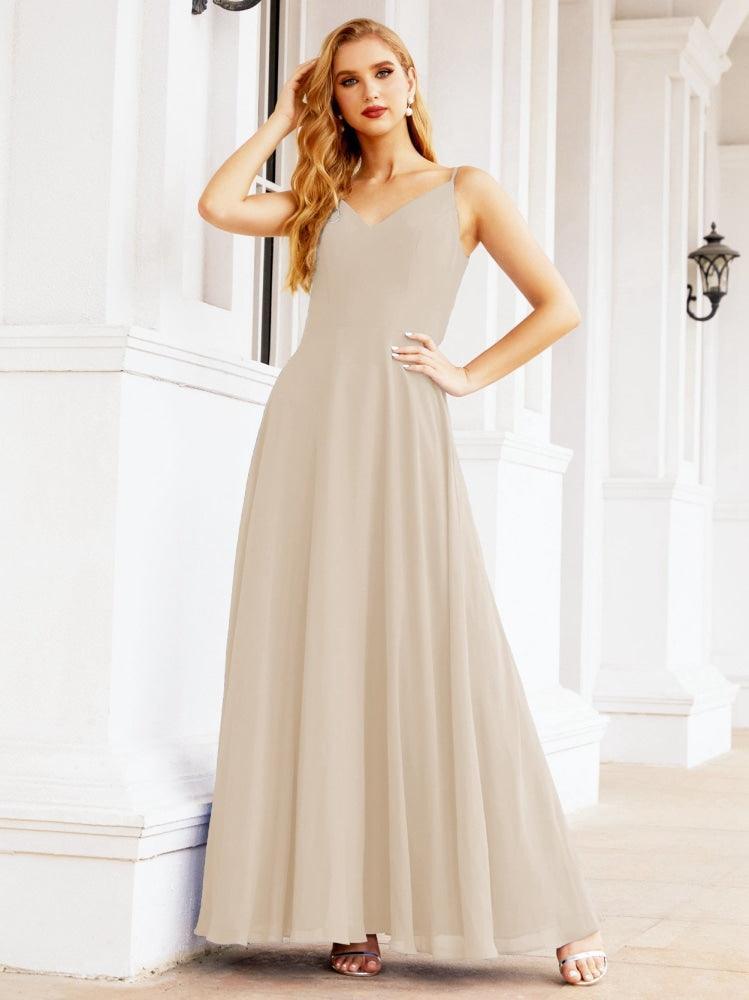 Numbersea Spaghetti Strap Bridesmaid Dresses V Neck Butterfly Back Fromal Evening Party Prom Gown 28036-numbersea