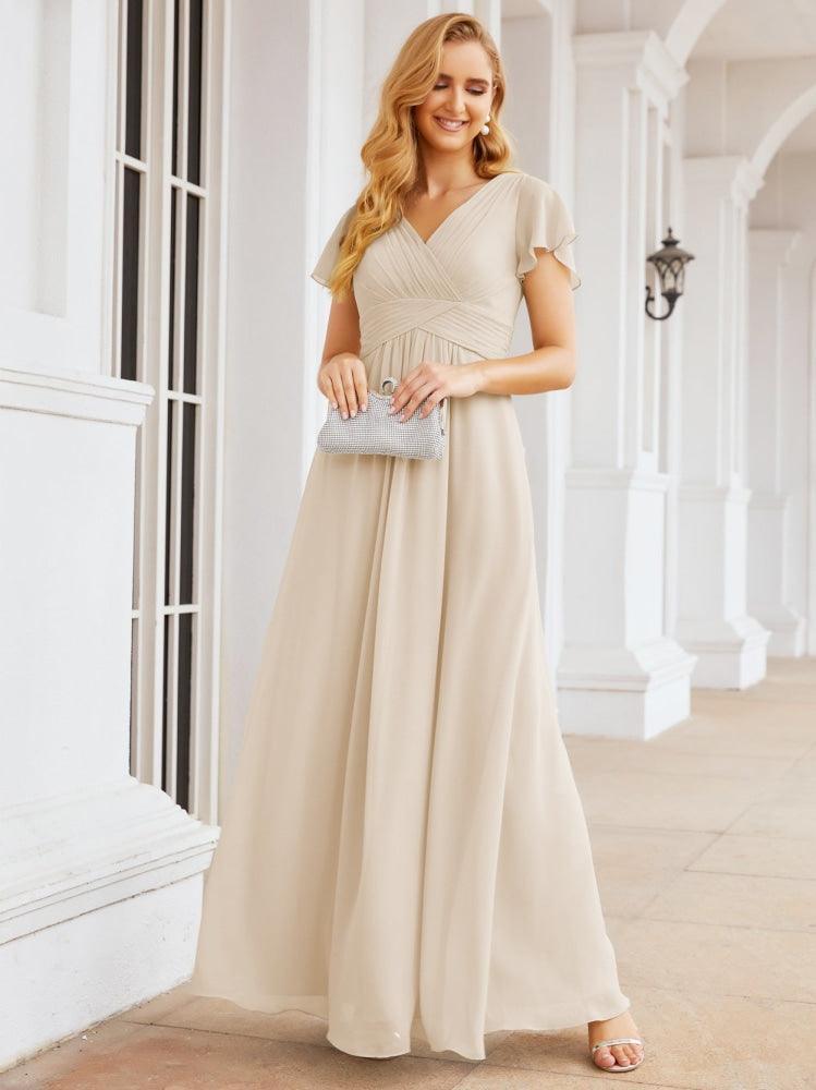 Numbersea Formal Prom Gowns for Mother of The Bride Cap Sleeves Bridesmaid Dress 28047-numbersea