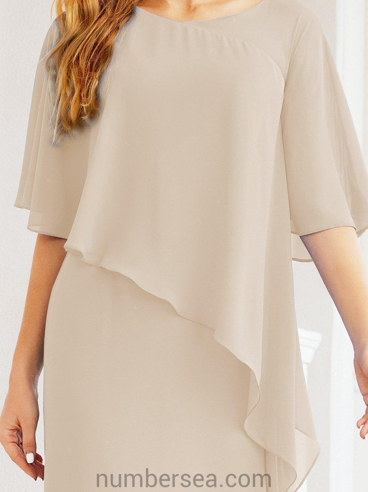 Numbersea Formal Party Gown Dress Long Chiffon Mother Of The Bride Dresses With Ruffle Cape 28026