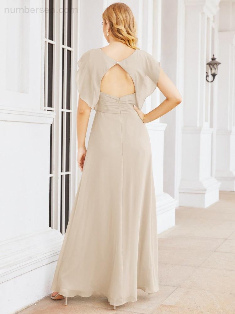 Numbersea Bridesmaid Dresses Cape Formal Prom Dress Open Back Gowns for Mother of The Bride 28058-numbersea