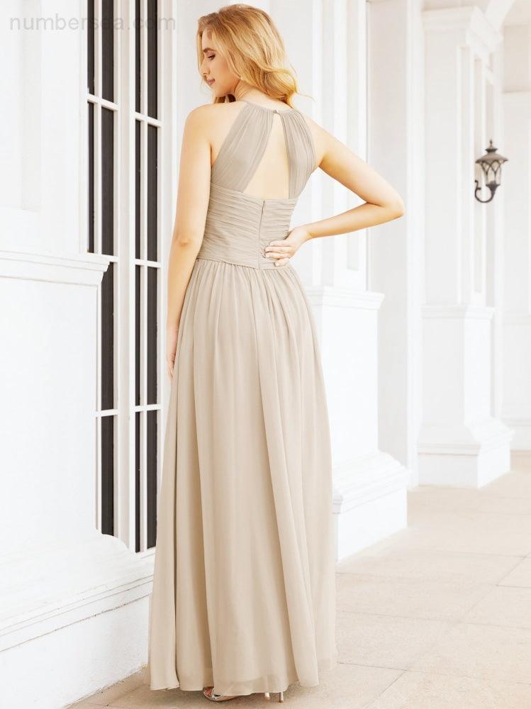 Numbersea Sleeveless Bridesmaid Dresses Long Prom Gown Zipper with Keyhole Back 28056-numbersea