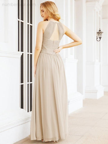 Numbersea Sleeveless Bridesmaid Dresses Long Prom Gown Zipper with Keyhole Back 28056-numbersea
