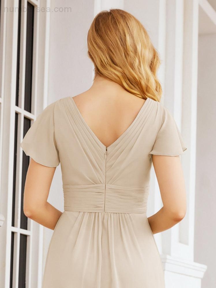 Numbersea Formal Prom Gowns for Mother of The Bride Cap Sleeves Bridesmaid Dress 28047-numbersea