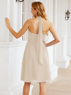 Numbersea Neckholder-Brautjungfernkleid aus Chiffon, kurz, ärmellos, formelles Partykleid, offener Rücken, 28023