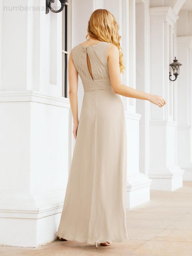 Formal Prom Gown Elegant V-Neck Sleeveless Bridesmaid Dresses for Wedding Party 28037-numbersea