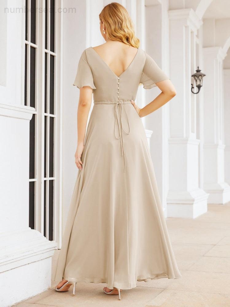 Numbersea Formal Prom Gowns for Mother of The Bride Short Sleeves Bridesmaid Dress 28049-numbersea