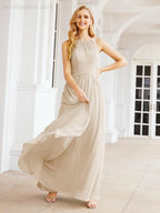 Numbersea Sleeveless Bridesmaid Dresses Long Prom Gown Zipper with Keyhole Back 28056-numbersea