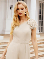 Numbersea Womens One Shoulder Chiffon Long Jumpsuit Formal Evening Dress Bridesmaid Dresses Pants