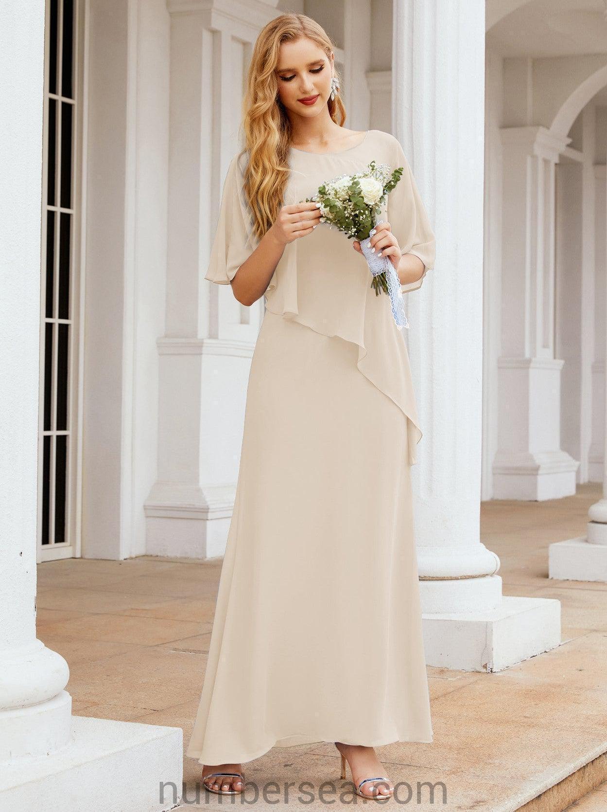 Numbersea Formal Party Gown Dress Long Chiffon Mother Of The Bride Dresses With Ruffle Cape 28026