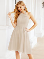 Numbersea Neckholder-Brautjungfernkleid aus Chiffon, kurz, ärmellos, formelles Partykleid, offener Rücken, 28023