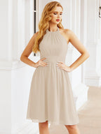 Numbersea Neckholder-Brautjungfernkleid aus Chiffon, kurz, ärmellos, formelles Partykleid, offener Rücken, 28023