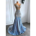 Glamouröses und dramatisches Abendkleid mit Rüschen, Strasssteinen, V-Ausschnitt, ärmellosen Pailletten