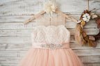 Lace Tulle Knee-length Pink Dress (2003227698)
