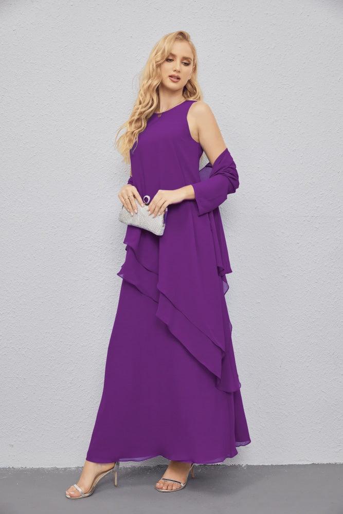 Mother of Bride Dresses with Open Front Lightweight Cardigan Formal Prom Gown 28081-numbersea