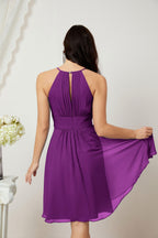 Halter Bridesmaid Dresses Knee Length A Line Formal Evening Party Cocktail Dress 28011